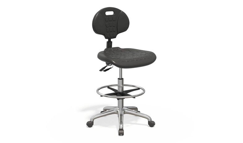 Polyurethane Lab Stool by Stance Healthcare, featuring a durable design with ergonomic adjustments and an adjustable footring for lab use.