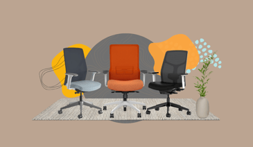 Three ergonomic office chairs placed side by side.